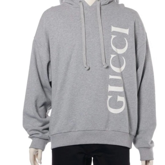 Gucci Men's Gray Logo Hoodie - Picture 1 of 7